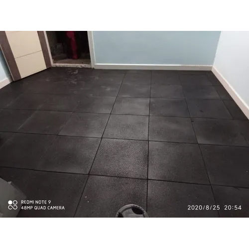 Black Home Gym Rubber Tiles