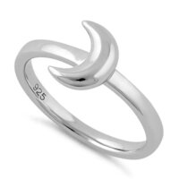 925 Sterling Silver Beautiful Handmade Crescent Moon Plain Silver Ring