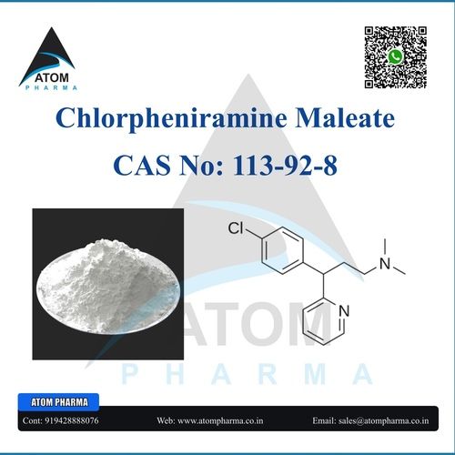 Chlorpheniramine Maleate Api Powder Cas No: 113-92-8