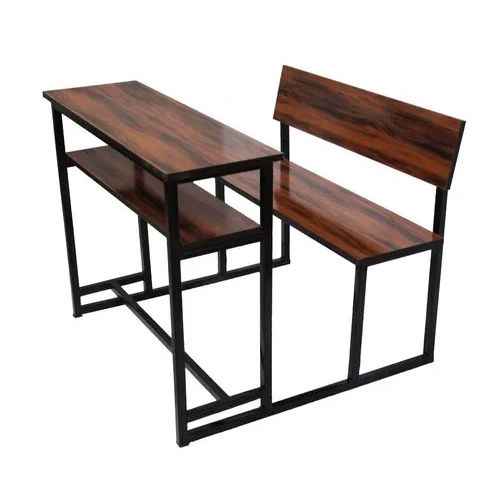 Brown Wooden School Benches With Desk