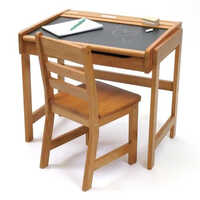 Brown Small Wooden Desk And Chair