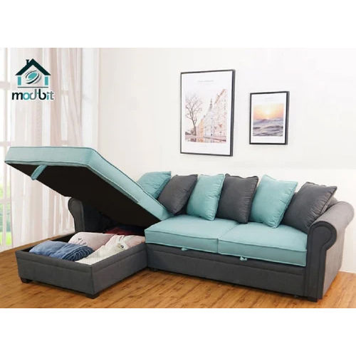 7 X 5'Ft L Shape Fabric Sofa Cum Bed