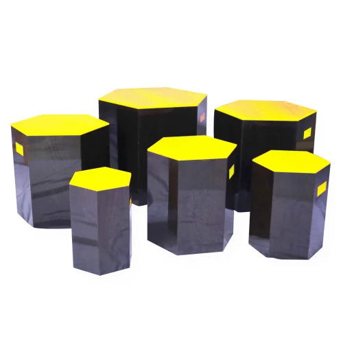 Pulcro Yellow And Brown Hexagonal Stools