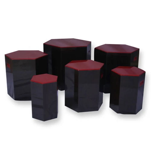 Pulcro Red and Brown Hexagonal Stools