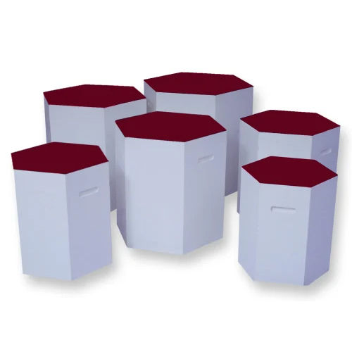 Pulcro Red and White Hexagonal Stools