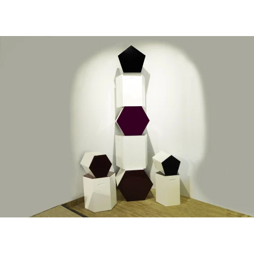 Teak Wood Hexagonal Stool - Modern Design, Durable Indoor Furniture | Indian Style, Pulcro Purple and White