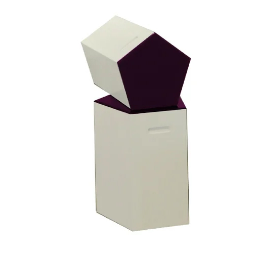 Pulcro Wooden Stool - Durable Indoor Furniture, Modern Indian Style | Purple and White Pentagonal Design by Mod-Bit