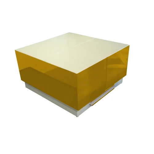 Polyester Top Cryno Mustard Yellow And White Center Table