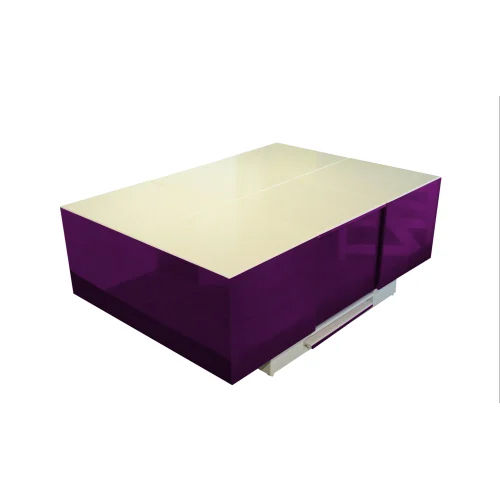 Mica Cryno X Purple and White Center Table with Hidden Stools