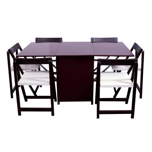 Maroon Arcane Dining Table With 6 Hidden Brisky Chairs No Assembly Required