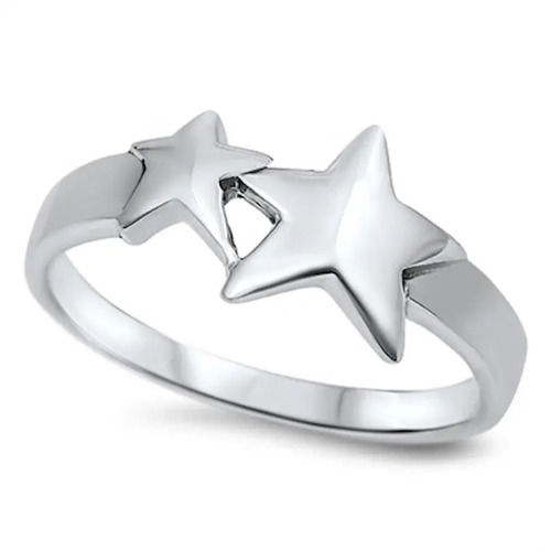 925 Sterling Silver Handmade Double Star Ring Plain Silver Ring