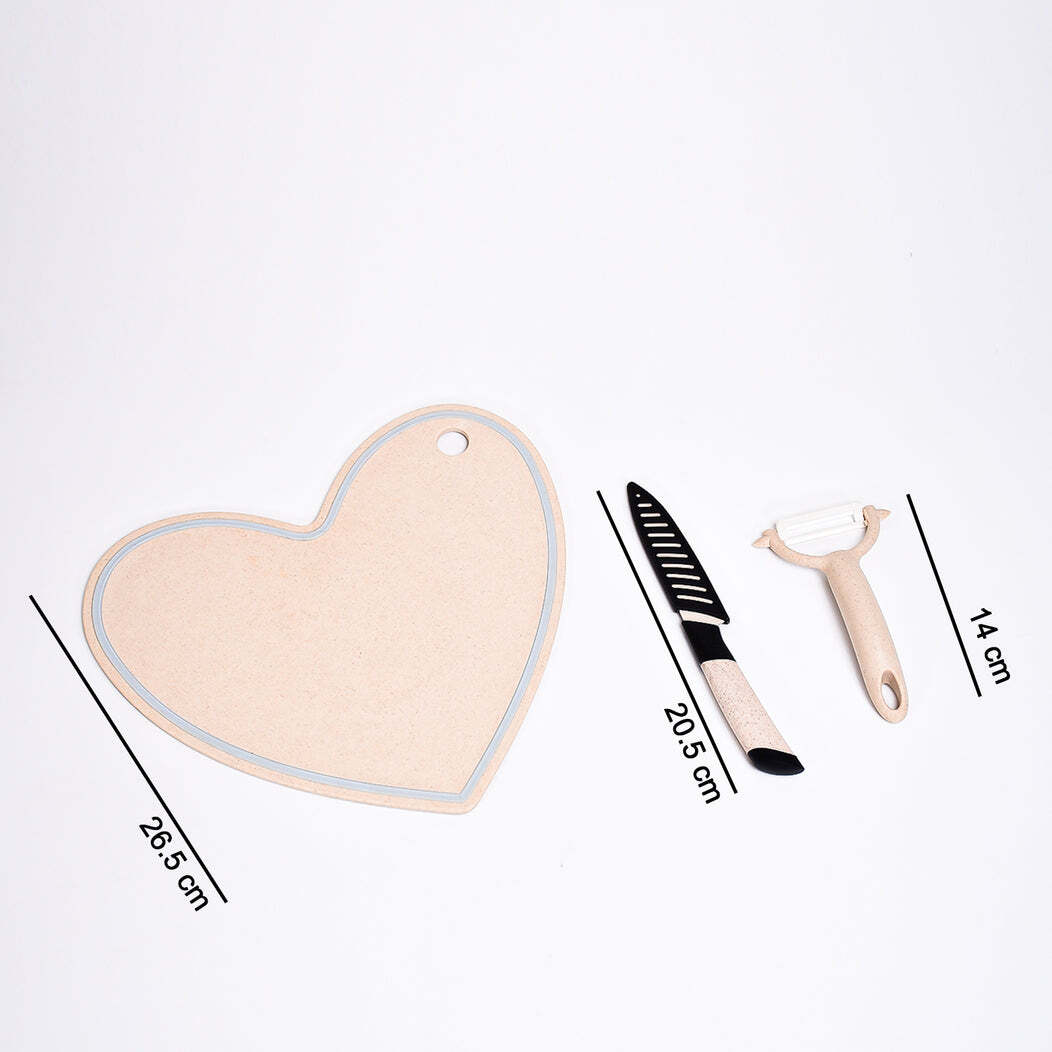 HEART SHAPE CHOPPING BOARD WITH KNIFE and PEELER(7100(