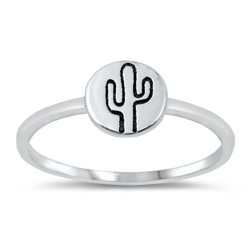 925 Sterling Silver Handcrafted Unique Cactus Ring Plain Silver Rings