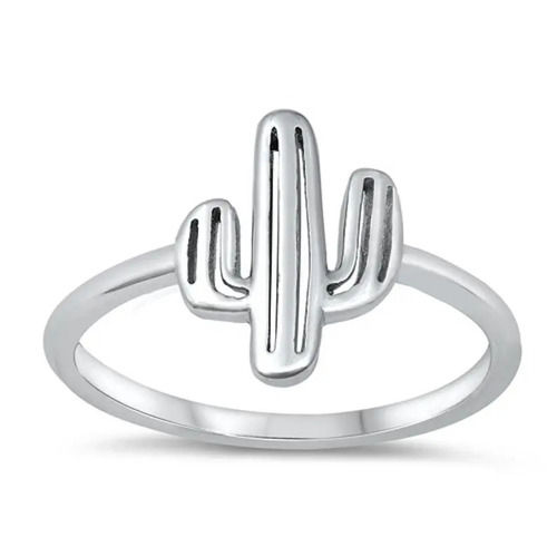 925 Sterling Silver Unique Handmade Cactus Plain Silver Ring