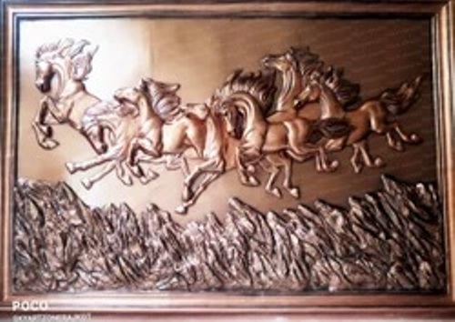 Brown Seven Horses Wall Mural Fiberglass