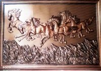 Seven Horses Wall Mural Fiberglass - Color: Brown
