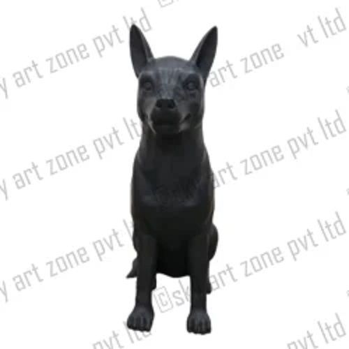 Black Fiberglass Dog Statue