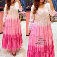 Anarkali Gown - Cotton Lurex Fabric, Available In Size M(38) To 7xl(54)