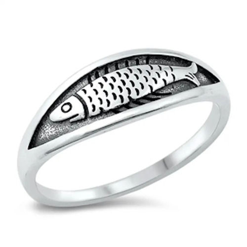 925 Sterling Silver Handmade Fish Ring Plain Silver Ring