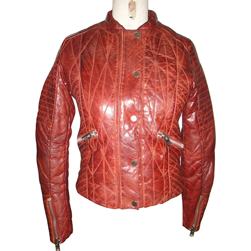 Red Stylish Leather Biker Women Jacket