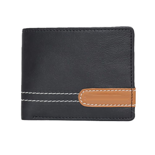 Black Leather Two Fold Mens Wallet