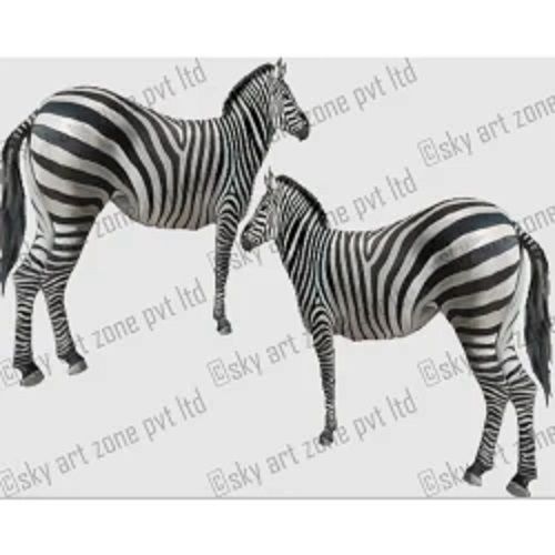 White And Black Line Fiber Zebra Animal Statues