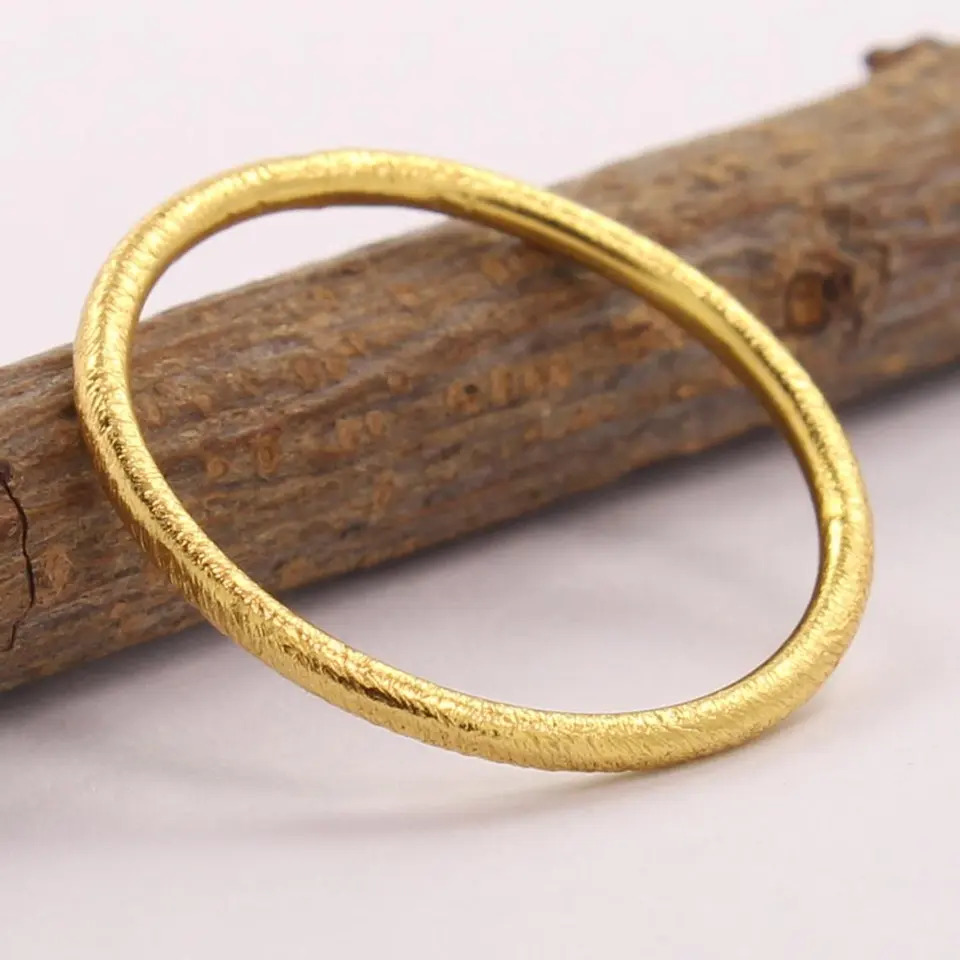 925 Sterling Silver Attractive Handmade Plain Stackable Gold Plated Ring