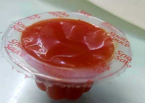 8 gm Snack Tomato Sauce Cup - Plastic, Red | Portable Size, Convenient Packaging, Flavorful Sauce