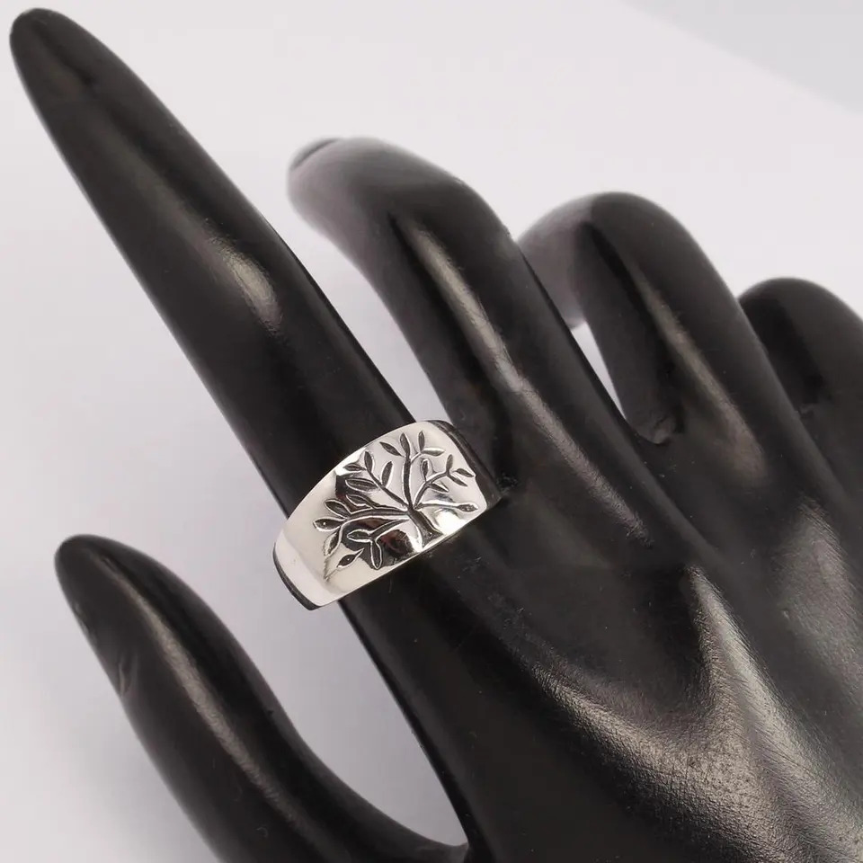925 Sterling Silver Beautiful Handmade Plain Tree Of Life Fabulous Plain Silver Ring