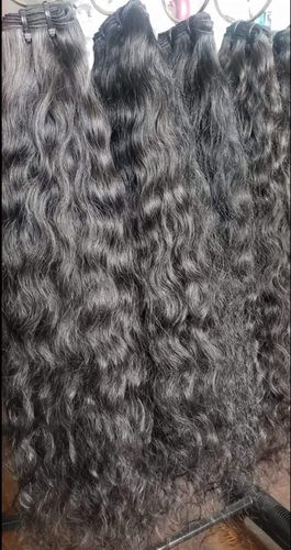 Natural Black Colour Remy Curly Weft Hair