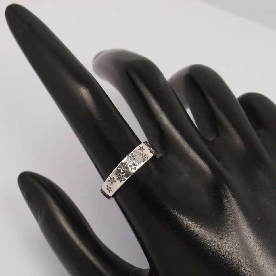 925 Sterling Silver Beautiful Cute Star Wide Band Ring