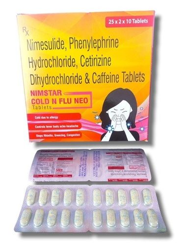 Nimistar Cold N Flu Neo Ingredients: Caffeine (25Mg) + Cetirizine (5Mg) + Nimesulide (100Mg) + Paracetamol (325Mg) + Phenylephrine (5Mg)