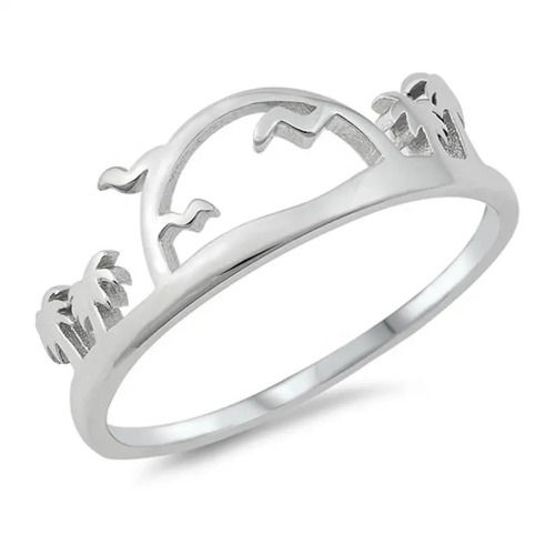 925 Sterling Silver Handcrafted Palm Tree Ring Plain Silver Ring Gender: Women