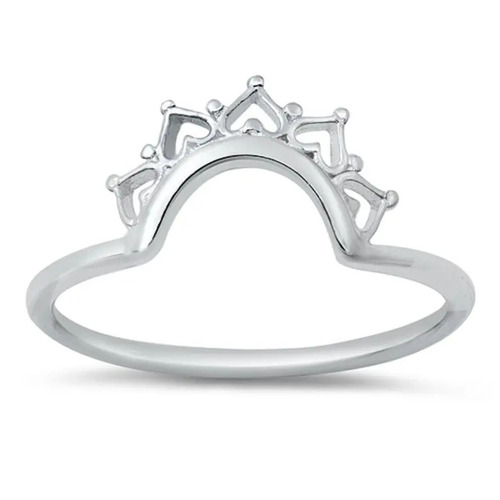 925 Sterling Silver Unique Handmade Royal Crown Plain Silver Queen Crown Ring