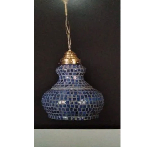 Golden-Blue Brass Glass Hanging Light