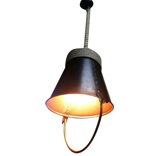 Black Iron Bucket Hanging Light