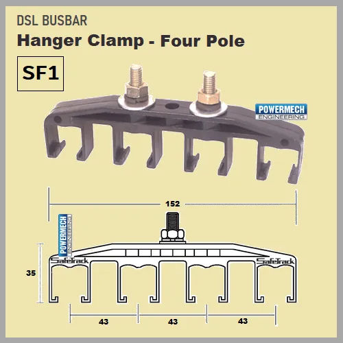SF1 Four Pole Safetrack DSL Busbar Hanger Clamp