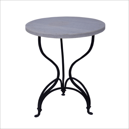 Iron Marble Top Side Table