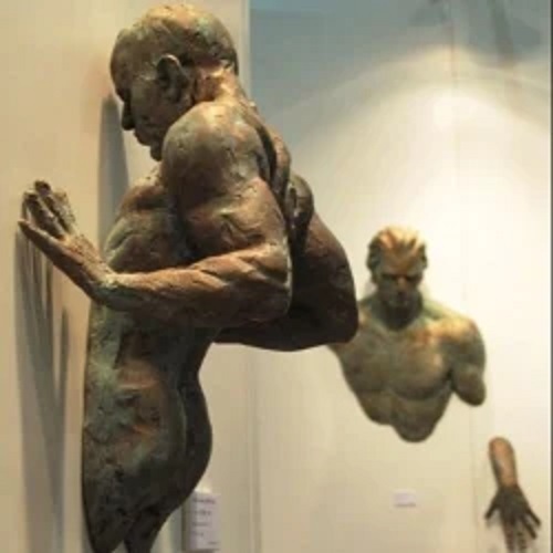 Golden Fiberglass FRP Matteo Pugliese Sculpture