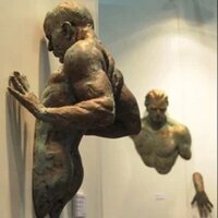 Golden Fiberglass FRP Matteo Pugliese Sculpture