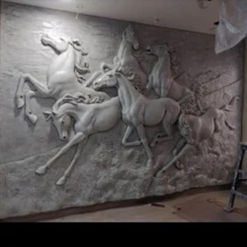 Glossy Fiber Wall Mural Horse For Home Decoration