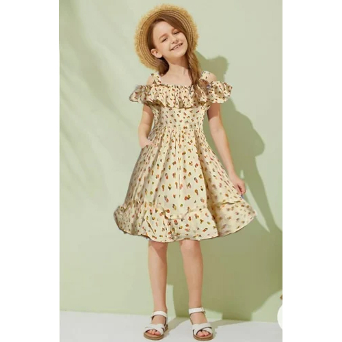 Girls Party Wear Printed Frock - Customizable Size Modern Style | Stylish Design for Young Trendsetters Perfect for Special Occasions