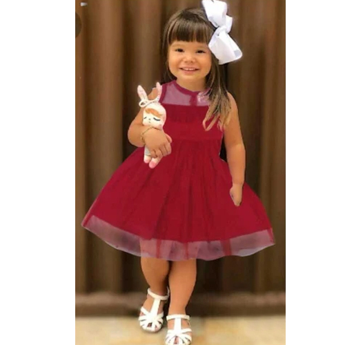 Girls Rayon and Net Frock - Customized Fit Modern Style | Elegant Design Perfect for Young Fashionistas
