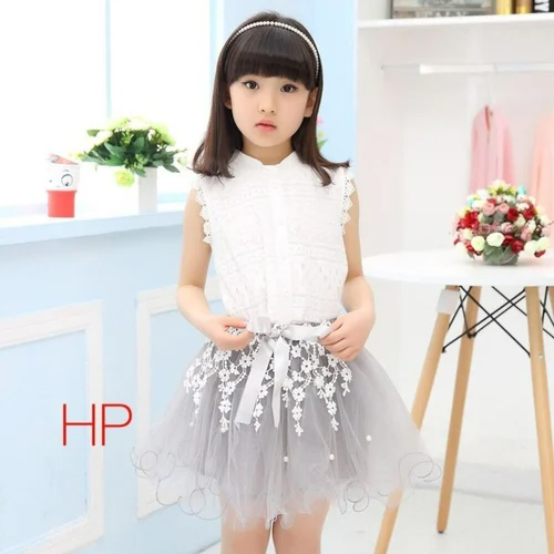 Girls Cotton And Net Skirt Top - Cotton & Net Blend, Available in Different Colors | Party Wear Printed Design for Stylish Occasions