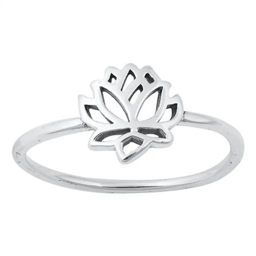 925 Sterling Silver Handcrafted Sacred Lotus Ring plain Silver Rings