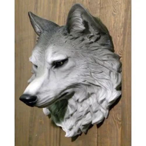 Fiberglass Live Size Giant Sculpture Wolf Head Wall Mount