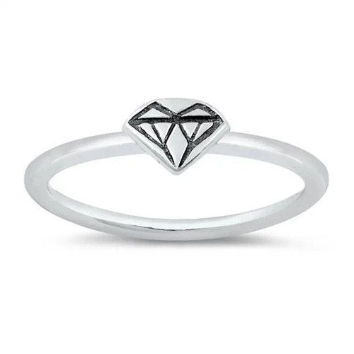 925 Sterling Silver Pretty Handcrafted Diamond Shape Plain Silver Ring