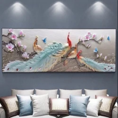 Decorative Fiber Peacock Statues