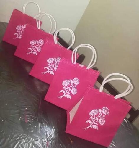Flower Printed Jute Bags