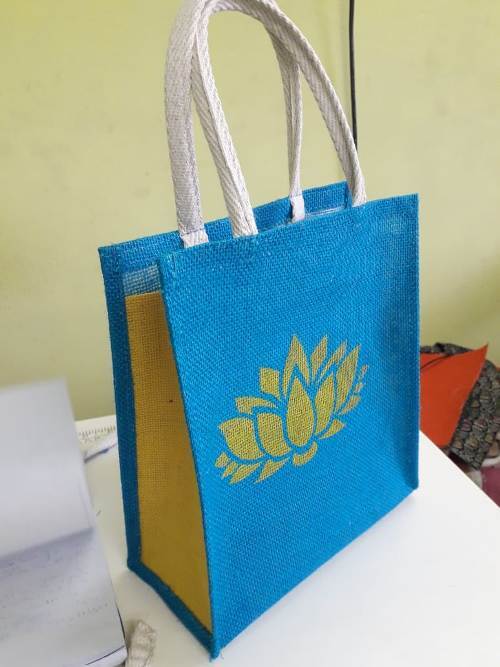 Flower Printed Jute Bags